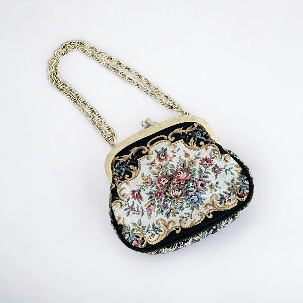 Vintage 60s Walborg mini floral tapestry evening bag - Picture 2 of 14
